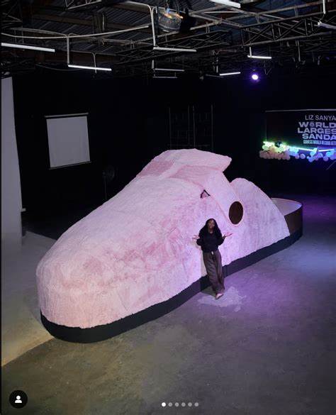 Nigerian designer Sanya completes world’s largest sandal attempt [Source: Instagram: lizsanyaa]