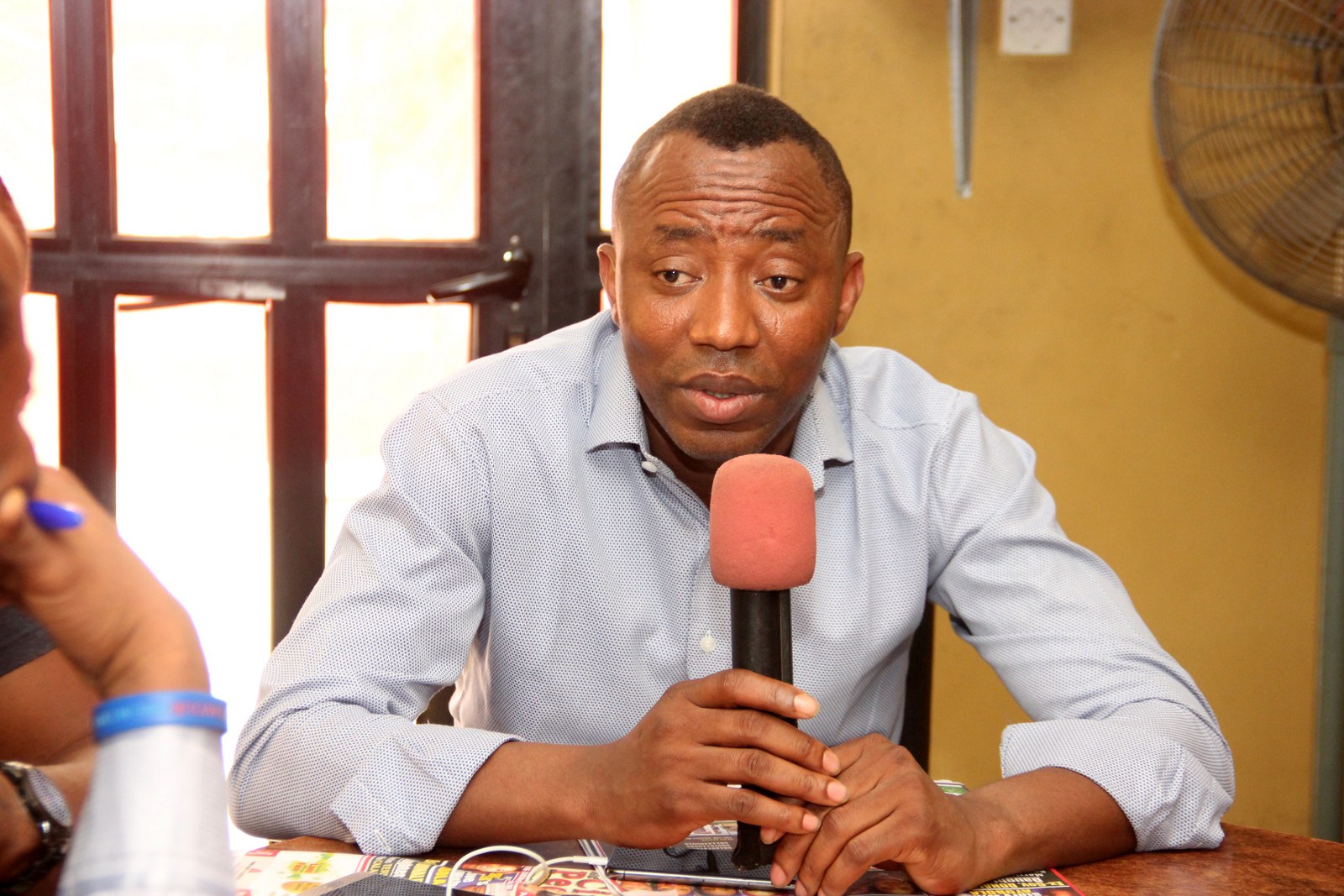 Sowore speaks at police pension protest in Abuja.