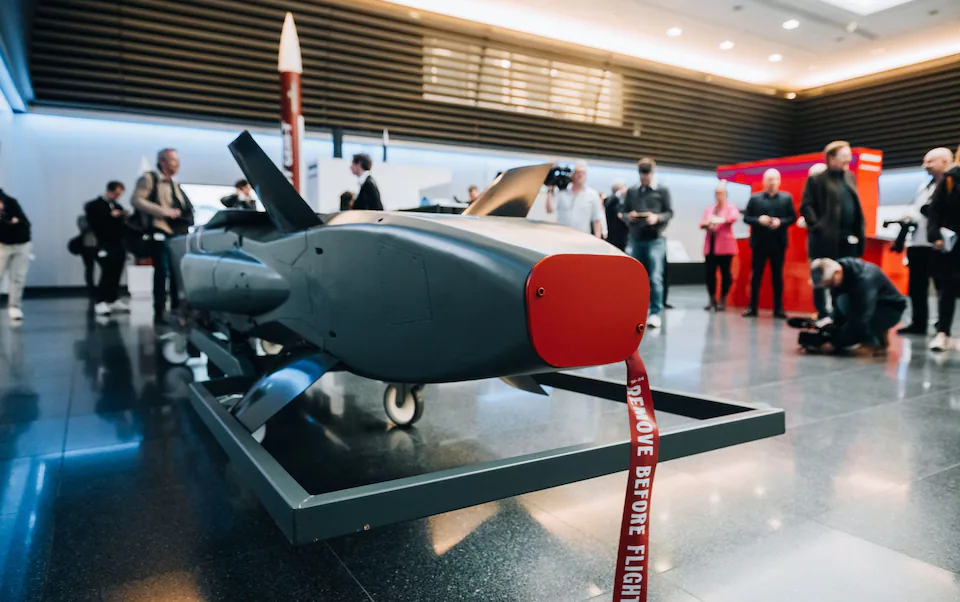 A Taurus missile on display at a plant owned by missiles manufacturer MBDa in Schrobenhausen, southern Germany Credit: Sebastian Pieknik/AFP via Getty Images