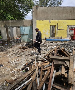 Peter Obi during the visit to his brother demolished properties in Lagos