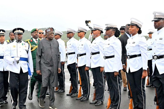 President Bola Tinubu arrives in Saint Lucia