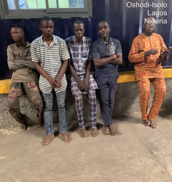 The five men accused of dumping refuse in a canal along the Igando-Iba Road Link Bridge in Lagos
