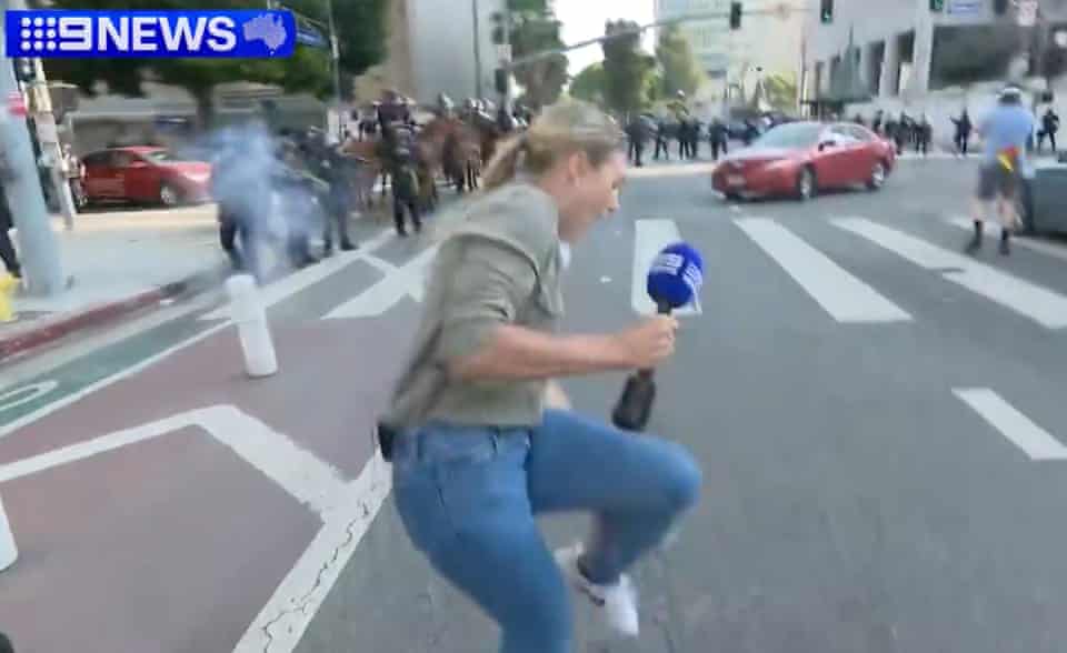 reporter hit by rubber bullet