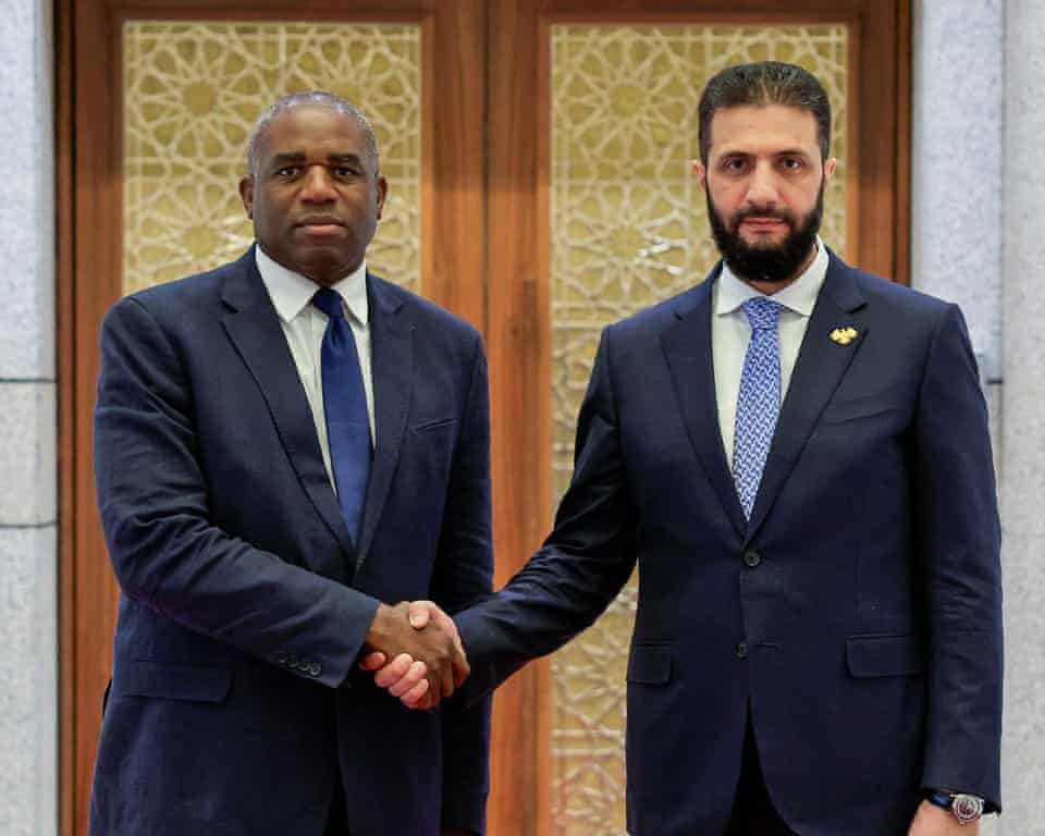 UK Foreign Secretary David Lammy and Syrian newly-installed President Ahmed al-Sharaa