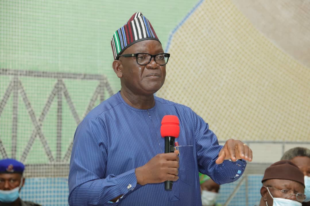 Samuel Ortom speaks during a media briefing in Makurdi, Benue State.
