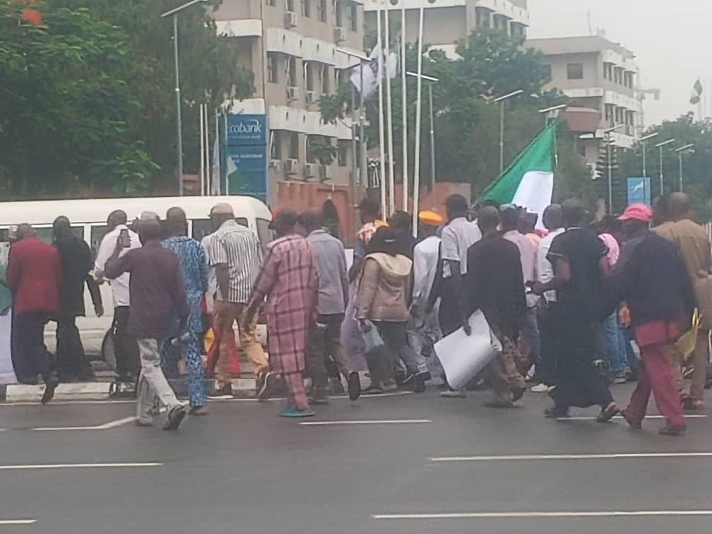 Retired police officers protesting in Abuja 
