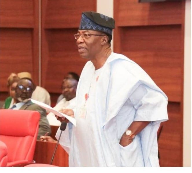 APC Ward 4 leaders address journalists in Sagamu on Senator Gbenga Daniel’s suspension.