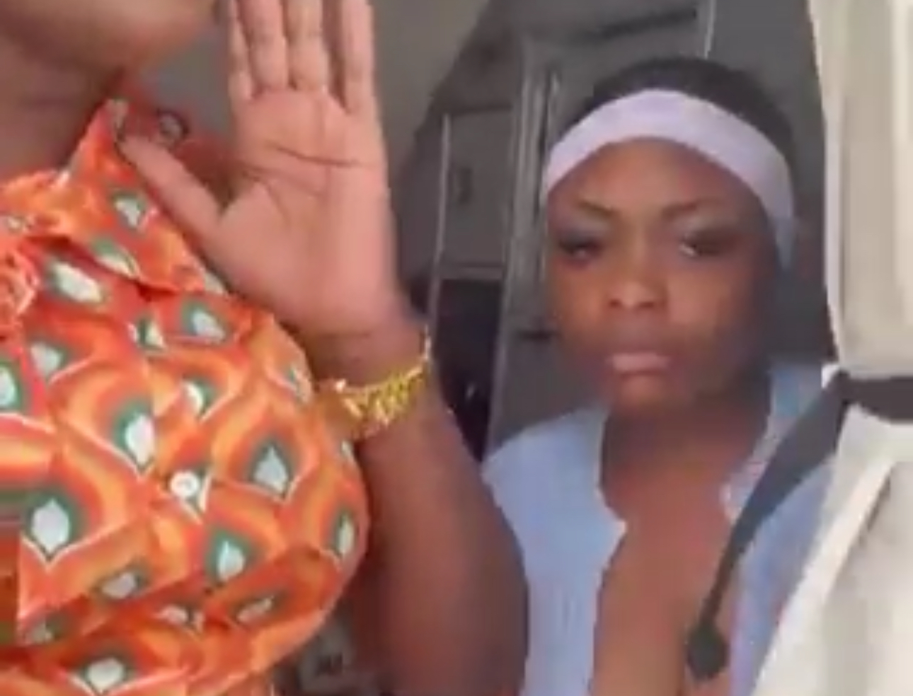 Screenshot from one of the videos showing the moment Comfort Emmanson was assaulting Ibom Air crew member. Source: X