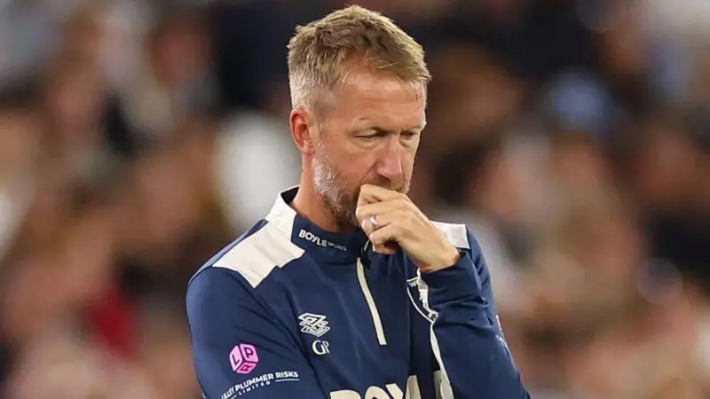 West Ham’s nightmare start piles pressure on Graham Potter, with three defeats, 11 goals conceded, and fans fearing another relegation fight.