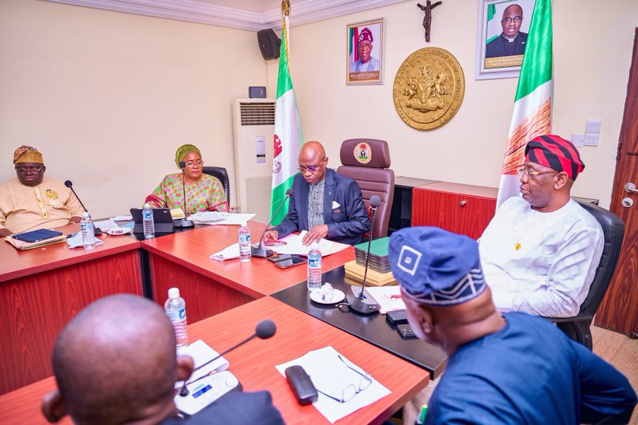 Governor Hyacinth Alia with the commissioners