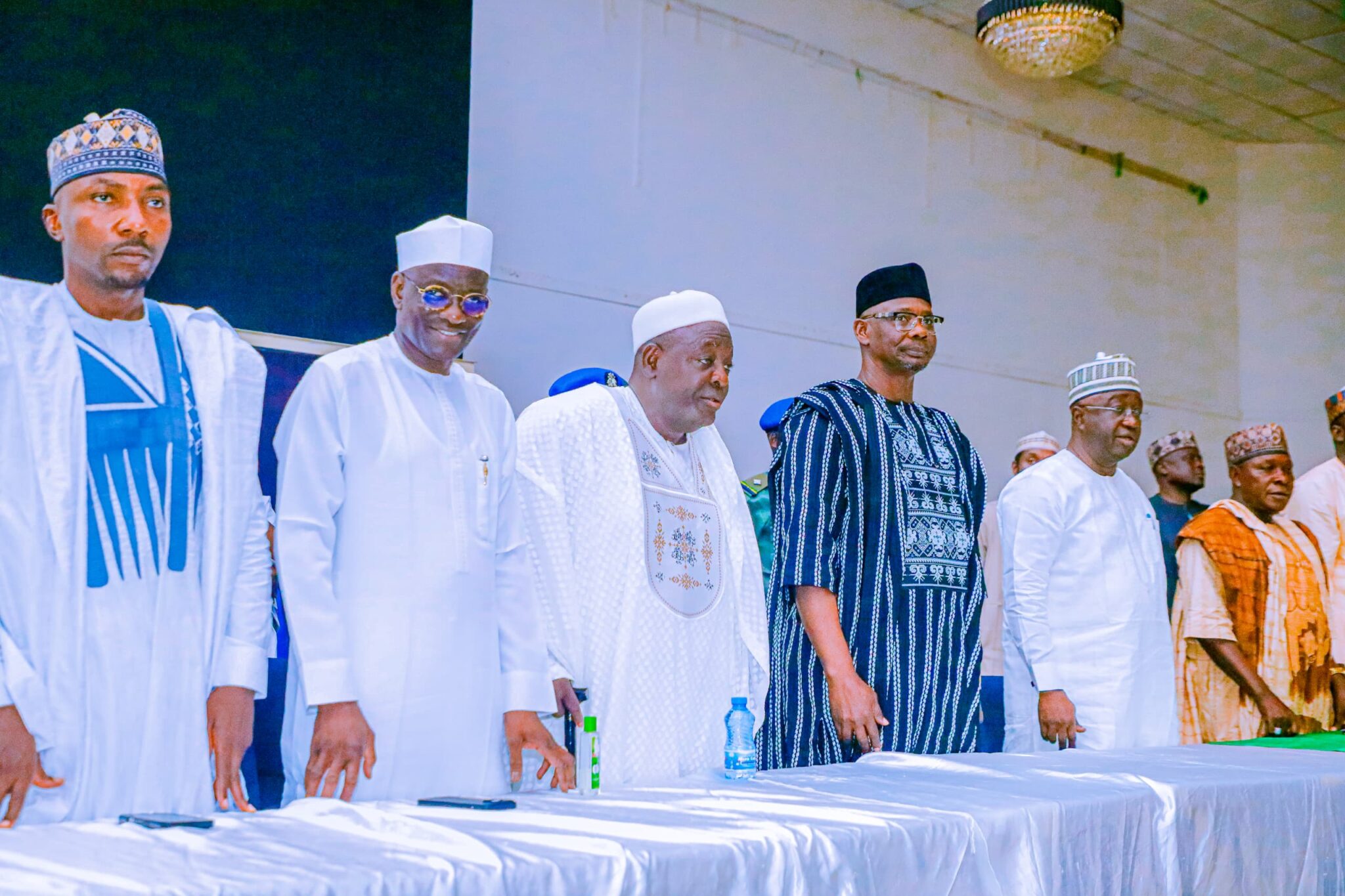 Governor Abdullahi Sule welcomes Senator Ahmed Wadada back to the APC during a ceremony in Lafia.