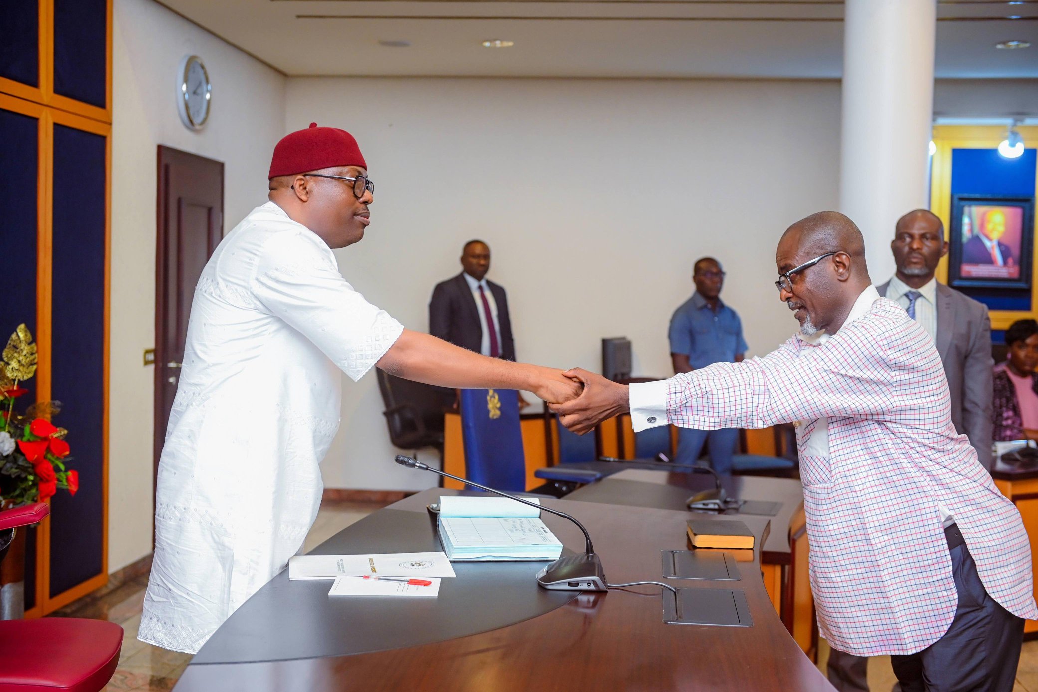 Governor Fubara swears in Mr Austin Ezekiel Hart as Permanent Secretary in Rivers State Civil Service.