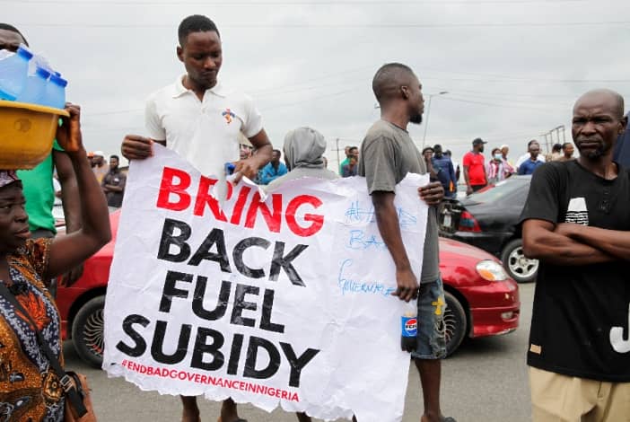 Nigerians protesting against fuel subsidy removal