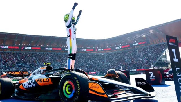 Lando Norris dominated the Mexico GP to reclaim the F1 title lead, finishing 30s ahead of Leclerc as Verstappen took third and rookie Bearman impressed in fourth.
