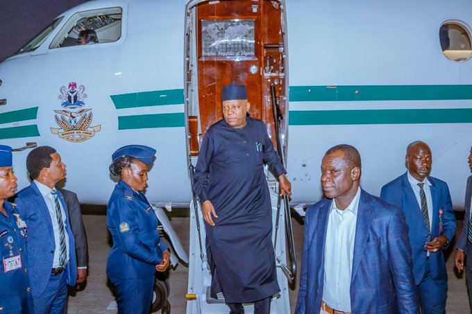 Vice President Kashim Shettima returns to Abuja