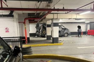 The blast happened in the car park beneath Wimbledon, London shopping centre