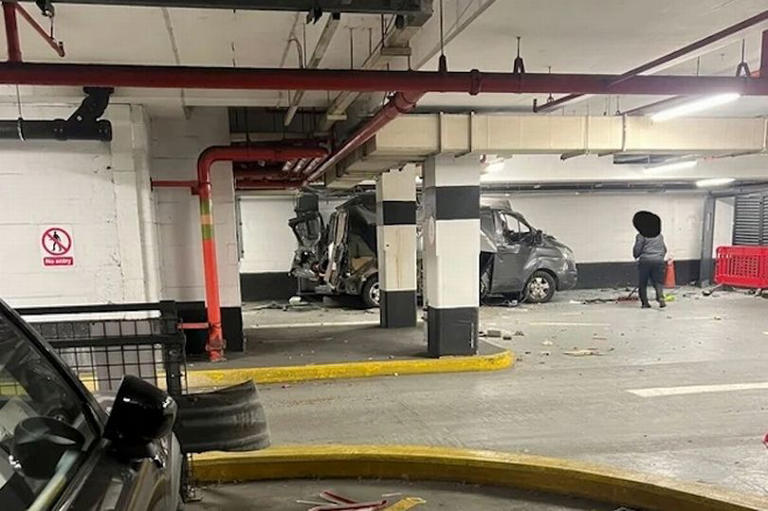 The blast happened in the car park beneath Wimbledon, London shopping centre