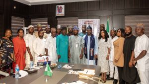 Bernard Doro with members of the North Central Media Forum (NCMF) during a courtesy visit to his office
