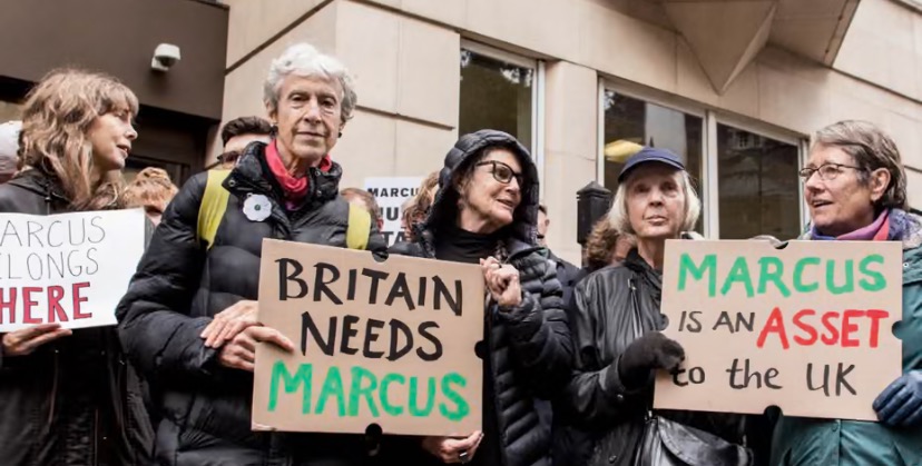 Placards of Marcus been needed were displayed