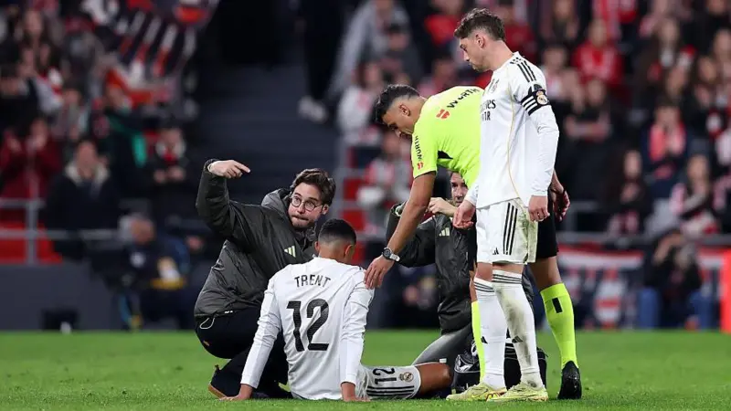 Mbappé’s brace and assist fire Real Madrid past Athletic 3-0, ending a winless run, though injuries to Alexander-Arnold and Camavinga spoil the victory.