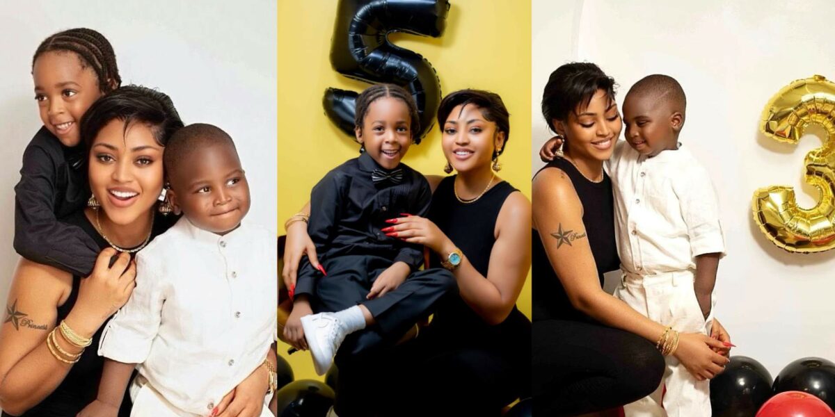 Regina Daniels and her kids