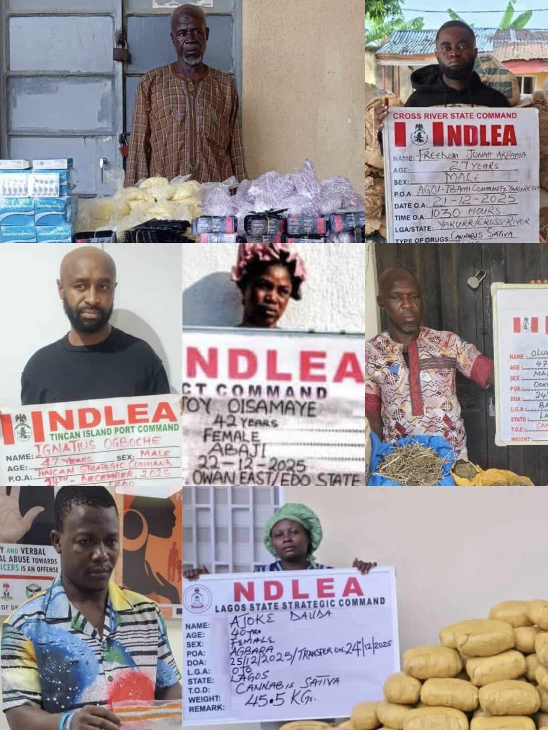 The National Drug Law Enforcement Agency (NDLEA) has arrested a previously convicted drug trafficker and three cargo handlers following the interception of a cocaine
