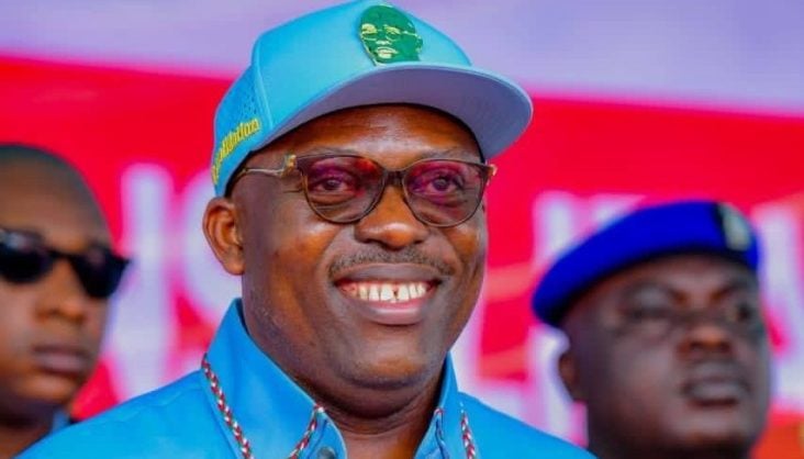 Siminalayi Fubara addressing supporters after bye-election results in Rivers State.