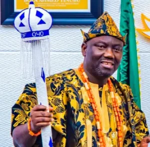 The Alaafin of Oyo, Oba Akeem Owoade, at a palace event amid controversy over the Oyo State Council of Obas.