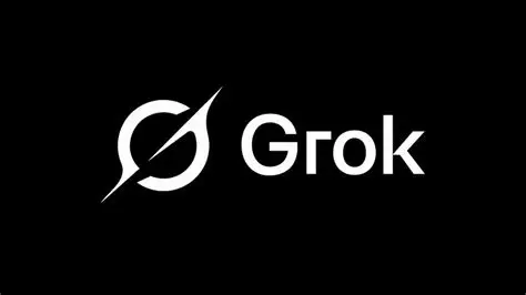 Grok AI logo displayed on a smartphone screen alongside the X platform branding.