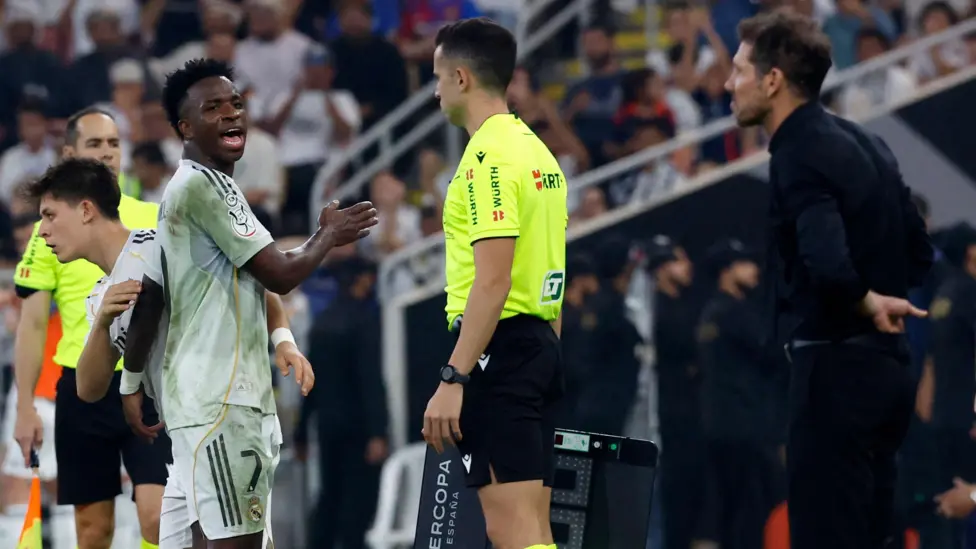 Simeone issues apology after Vinicius touchline row