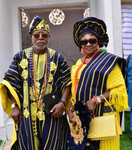 Yijide Ogboja and her husband, Olufemi Oluleye, during the burial ceremony