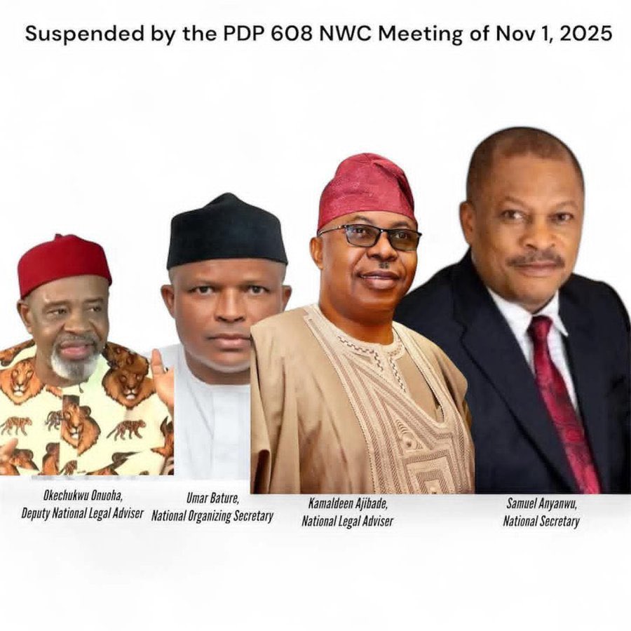 Appeal court upholds suspension of four PDP national officials