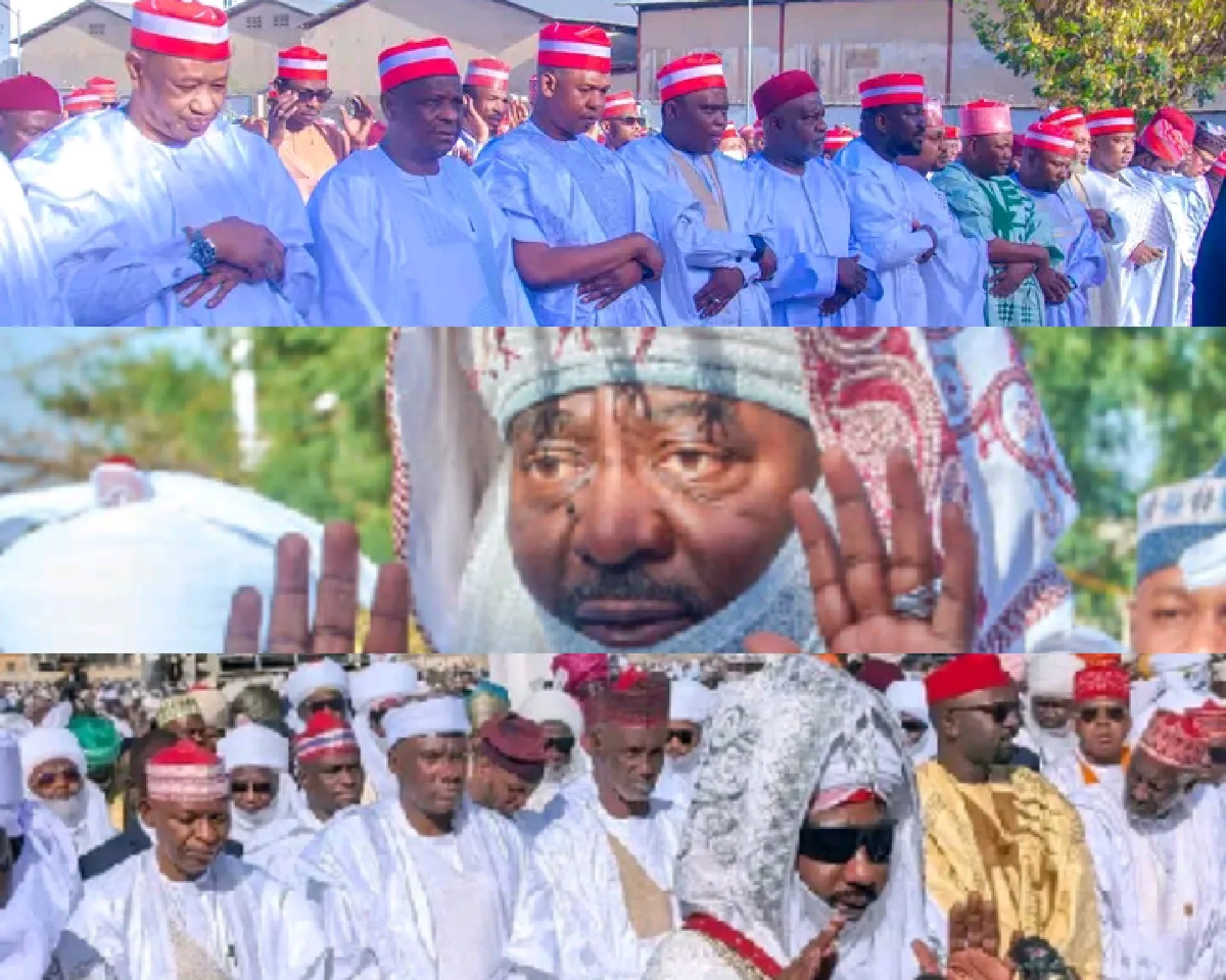 Worshippers gathered at separate Eid grounds in Kano State as rival leaders including Muhammadu Sanusi II and Aminu Ado Bayero led parallel prayers.