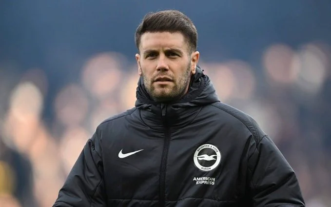 Brighton & Hove Albion manager Fabian Hürzeler speaking during a press conference ahead of a Premier League match.
